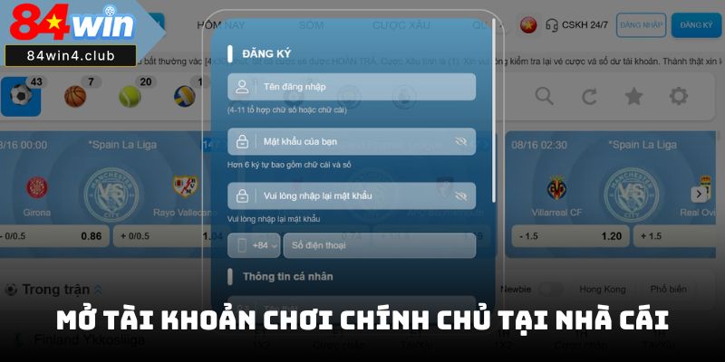 Mở tài khoản chơi chính chủ tại nhà cái